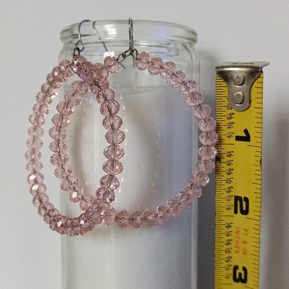 Pink Faceted Glass Bead Earrings - Picture 2 of 2
